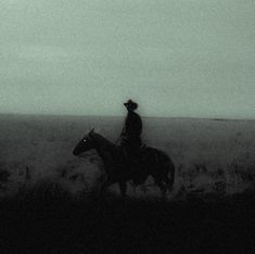 a man riding on the back of a horse across a field