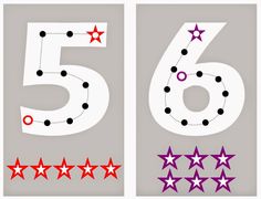 the number six and five stars are shown in red, white, and purple colors