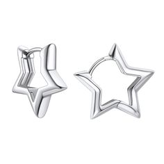 PRICES MAY VARY. 🎉 STAR HUGGIE EARRINGS 🎉 -- 18k gold/platinum/rose gold plated copper based star shaped huggie earrings with 0.7mm-thick hypoallergenic sterling silver post. Size: 19mm/height, 0.7mm/thickness. Net weight: 4g 🎉 STATEMENT JEWELRY 🎉 -- Your everyday go to earrings, the huggies are perfectly stacked up with multiple piercings and of course with our fashionable and stylish huggie dangle earrings. 🎉 HYPOALLERGENIC EARRINGS 🎉 -- Made of eco-friendly copper with 925 sterling silv Y2k Earrings, Huggie Earrings Silver, Silver Star Earrings, Cute Stud Earrings, Tiny Hoop Earrings, Platinum Rose Gold, Cartilage Earrings Hoop, Chunky Earrings, Spike Earrings