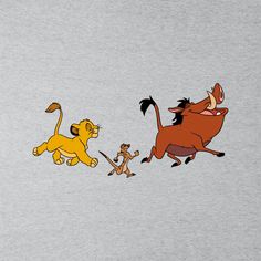 the lion and the mouse are running in opposite directions on a gray t - shirt