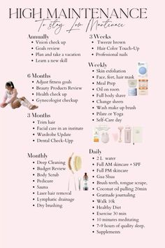 Yearly Maintenance Checklist, Body Maintenance Schedule, Checklist For Healthy Lifestyle, Routine For Healthy Lifestyle, Selfcare Ideas Beauty, Make A Schedule Daily Routines, How To Skin Care Routine, Self Maintenance Checklist, Self Care Monthly Routine