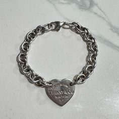 Return To Tiffany Collection Sterling Silver Charm Bracelet With Heart Tag. In Good Condition With Surface Scratches. Does Not Come With Bag Or Box. Jewelry Tiffany, Lovecore Aesthetic, Bracelet With Heart, Return To Tiffany, Sterling Silver Charm Bracelet, Heart Tag, Tiffany Co Jewelry, Silver Charm Bracelet, Sterling Silver Charm