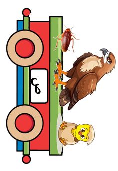 an image of a bird and other animals in front of a ruler with numbers on it