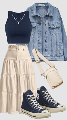 #falloutfit #navyblue #offwhite #skirt #ootd #modestfashion #schoolfashion #outfitinspo #schooloutfit #winteroutfit #converse #khaki #christiangirl #fashioninspo Khaki Skirt Outfit, Skirt Ootd, Rok Outfit, Modest Outfit, Khaki Skirt, Fashion Top Outfits