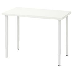 a white table on a white background with one leg extended and the other end down