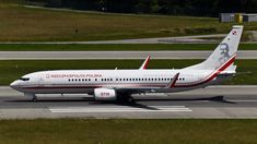 a large passenger jet sitting on top of an airport tarmac with grass and trees in the background