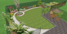 an artist's rendering of a backyard garden