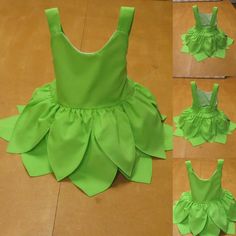 instructions to make a green dress out of construction paper and ribbon on the bottom, along with pictures of how it would be made