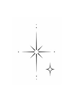 a black and white photo of a star with two smaller stars in the middle, on a white background