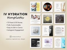 a bunch of brochures that are on a wall with the words iv hydration templates