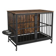 the cage is made out of metal and wood