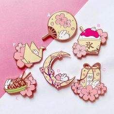 Moon Bunny Sakura Kakegori takoyaki Pai Pai Origami | Etsy Moon Bunny, Pin Anime, Enamel Pin Collection, Pretty Pins, Kawaii Accessories, Manga Cute, Cool Pins, 영감을 주는 캐릭터