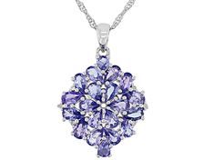 3.66ctw Pear Shape Tanzanite With .04ctw Round White Diamond Accent Rhodium Over Silver Pendant With 18"Singapore Chain. Measures Approximately 1.24"L x 0.82"W. 3.5mm bail. Lobster clasp with 2"extender. Blue Tanzanite, Pendant With Chain, Jewelry Shopping, Pear Shape, Sterling Silver Pendant, White Diamond, Pear Shaped, Sterling Silver Pendants, Lobster Clasp