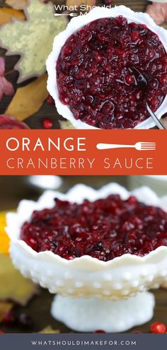 an orange cranberry sauce in a white bowl