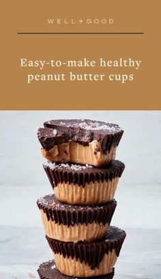 chocolate peanut butter cups stacked on top of each other