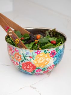 Stainless Steel Bowl, Large - Dusty Blue Flower-view 1 Colorful Kitchen Accessories, Colorful Boho Home, Celebration Plate, Colourful Living Room Decor, Ceramic Spoon Rest, Stainless Steel Bowls, Watercolor Floral Print, Stained Glass Window Hanging, Kitchen Dish Towel