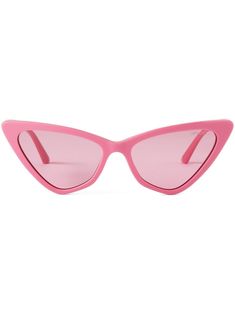 fuchsia pink acetate cat-eye frame pink tinted lenses UV-protective lenses monogram plaque sculpted arms curved tips These glasses come with a protective case. Big Pink Sunglasses, Pink Cat Eye Sunglasses, Pink Cat Eye Sunglasses With Gradient Glass Lenses, Pink Cat Eye Sunglasses With Gradient Square Frame, Elegant Pink Acetate Sunglasses, Luxury Pink Cat Eye Sunglasses, Modern Pink Plastic Cat Eye Sunglasses, Sculpted Arms, Frame Pink