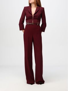 Blazer ELISABETTA FRANCHI Woman color Burgundy Gold Blazer, Pants For Woman, Burgundy Pants, Burgundy Blazer, Pants Woman, Italian Fashion Designers, Linen Blazer, Burgundy Color, Wool Blazer