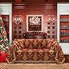 a living room filled with furniture and christmas decorations