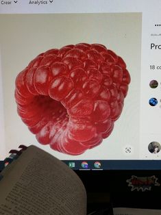 a computer screen with an image of a raspberry on it