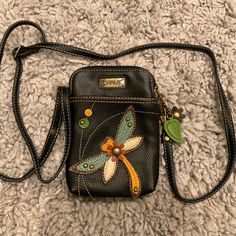 A Beautiful Handbag Featuring A Leather Dragonfly On The Front. The Purse Is In Brand New Condition, Never Used. Just Not My Style, But It’s Very Well Made. :D Beautiful Handbags, 2000s Fashion Outfits, 2000s Fashion, Orange Black, Bag Lady, Brand New, Handbags, Tote Bag, My Style