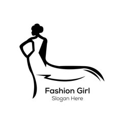 fashion girl logo design on white background