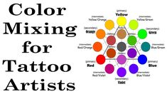 the color mixing for tattoo artists is shown in this graphic above it's image