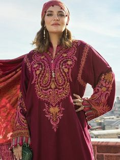 Maria. B Linen Winter Collection 2020 Product Type: Unstitched SKU: MB-W-20-D-08 Description Chashm-e-bulbul embroidered front Chashm-e-bulbul embroidered sleeves Chashm-e-bulbul embroidered shoulder lace Chashm-e-bulbul plain back Printed linen trouser Embroidered sleeve Patti Handwoven Kashmiri shawl Our products are 100% authentic quality goods and are sourced directly from the manufacturers. 100% authentic and official brands Free UK delivery Delivery within 3-4 days No hidden charges Best p Kashmiri Embroidery Suits, Kashmiri Embroidery, Pakistani Suits Online, Pakistani Dresses Online, Turkish Actresses, Beautiful Pakistani Dresses, Pakistani Salwar Kameez, Linen Collection, Elegant Embroidery