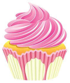 a cupcake with pink frosting on top is shown in this graphic style illustration