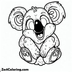 a cartoon koala bear sitting on the ground