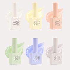 Jello Jello Premium Syrup Gel Nail Polish Spring Pastel Edition 6 Color Set  Korea's premium gel nail brand "JELLO JELLO" Syrup gel nail 6 color. It is a gel that is baked in a lamp and used. Capacity : 10ml x 6ea About Shipment Standard Shipping : Korea Post/USPS Registered and you should expect to receive it between 10-25 days according to locations. Expedited Shipping : We use EMS or DHL and you can get it takes about 3-7 days. We strive to provide the best customer service experience to each and every one of our customers.  We ships from Korea ,Republic This product. 5-7 working days later, it can be tracked on : Nail Polish Spring, Spring Nail Polish, Korean Nails, Spring Pastels, Spring Color, Nail Polish Collection, Beauty Nail, Paypal Payment, Beauty Blender