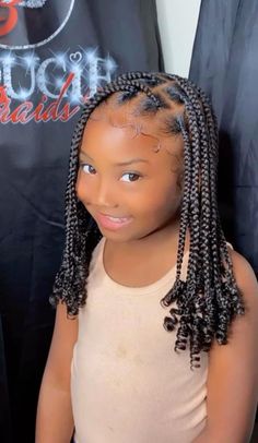 Braided Hairstyles For Children, Knotless Braids Kids Hairstyles, Girls Knotless Braids Black Kids, Kid Box Braid Styles, Braids On Little Black Girls, Cute Little Baby Girl Hairstyles Black Braids, Latest Hair Braids For Kids, Braids For 9 Yrs Old