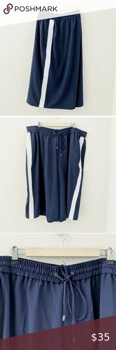 NWT 6th & Lane by Lane Bryant Size 14/16 Navy Blue & White Culottes Pants White Culottes, Culottes Pants, Home Inventory, Navy White, Lane Bryant, Navy And White, The Knee, Pet Friendly, White Stripe