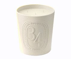 a white candle holder with the number 34 on it