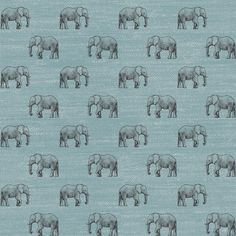 Dusty Blue Linen Look Stamped Elephant Print Fabric Fabric, Raspberry Creek Fabrics Elephant Print Fabric, Elephant Fabric, Design Library, Wedding Fabric, Elephant Print, Club Design, Cotton Quilts, Print Fabric, Dusty Blue