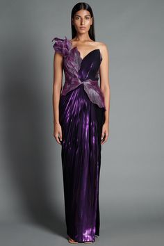 Metallic Purple Embroidered Moulded Gown by Amit Aggarwal at Pernia's Pop Up Shop 2024 Gown Indian, Wedding Lehenga Designs, Bridesmaid Dresses With Sleeves, Cute Casual Dresses, Cocktail Outfit, Girls Frock Design, New Address