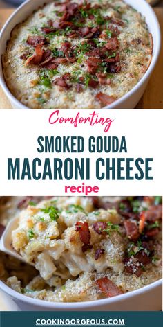 Comfort food made with the most incredible cheese sauce and perfectly cooked macaroni pasta. Baked Gouda Mac And Cheese, Smoked Gouda Mac And Cheese Recipe, Gouda Mac And Cheese Recipe, Smoked Gouda Mac And Cheese, Mac And Cheese Baked, Pasta Casserole Dishes, Gouda Mac And Cheese, Creamy Casserole, Bacon Bites