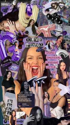 the collage shows many different women and their faces, including one woman with her mouth open