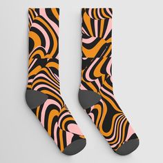 Our socks help you express your personality all the way down to your toes. The seamless design and unique printing process means your favorite design will appear in vivid color without any base color peeking through. Plus, they are made from a soft cotton/poly blend for stretch and comfort--one size fits most. Available in one, two or three pair sets.  Keywords: Pattern, Line, Design, Psychedelic art, Pattern, Visual arts.  Also called: Illusion Art, Vivid Color, Way Down, Line Design, Visual Arts, Base Colour, Printing Process, Vivid Colors, Visual Art