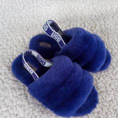 Ugg Slippers For Little Kids Size 12, Never Worn. No Tags Or Box But New. Ugg Slippers For Kids, Comfortable Blue Winter Slippers, Casual Super Soft Blue Slippers, Cozy Blue Winter Slippers, Blue Ugg Slippers, Purple Shoes Outfit, Ugg Fluff Yeah Slides, Blue Uggs, Toddler Uggs