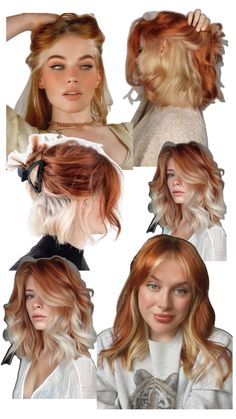 Hair Styles For Money Piece, Blond Hair Ideas Color, Strawberry Blonde And Red Hair, Styling Red Hair Outfits, Auburn With Blonde Balayage, Copper Calico Hair, Brunette Orange Balayage, Colored Hair Pale Skin, Ginger Hair Color Dye