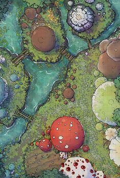 The Mushroom Village Battle Map Fairytale Village, Mushroom Village, Elven Forest, Forest Map, Giant Mushroom, Village Map, Enchanting Forest, Fantasy Town