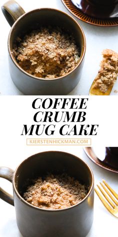 coffee crumb mug cake in a cup