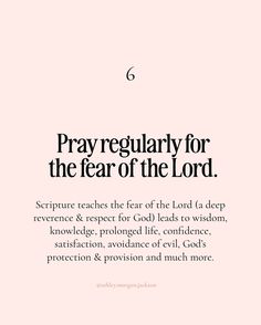 the front page of a magazine with text that reads, pray regularly for the fear of the lord