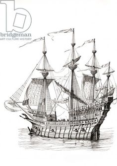 a drawing of a pirate ship in the water