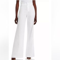 Alice+Olivia Wide Leg Pants In White Color. Self: 56% Linen, 43% Viscose, 1% Elastane Made In Vietnam Professional Dry Clean Only Zip Fly With Hook And Bar Closure 4-Pocket Design. Size 4.In Very Good Condition Knit Wide Leg Pants, Olivia White, Stacey Bendet, High Waist Wide Leg Pants, Alice And Olivia, Women's Wear, Down To Earth, Alice Olivia, Woman Colour