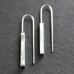 Slim Silver Bar Earrings Simple Dangle Earrings Minimalist - Etsy Modern Columns, Simple Dangle Earrings, Silver Bar Earrings, Modern Silver Jewelry, Silver Bar, Earrings Simple, Earrings Minimalist, Threader Earrings, Silver Bars