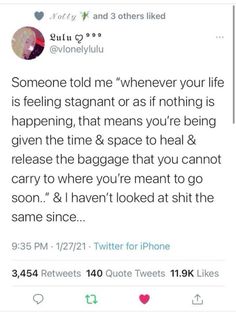 someone told me whenever your life is feeling stagnant as if nothing is happening that means you're being given the time & space to heal