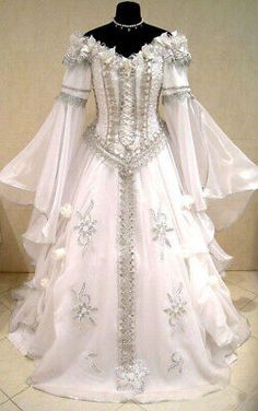 Medieval Victorian Gothic Off Shoulder Wedding Dresses Long Sleeve Bridal Gowns  | eBay Medieval Wedding Dress, Gaun Abad Pertengahan, Victorian Wedding Dress, Pagan Wedding, Medieval Gown, Medieval Wedding, Bell Button, Gothic Wedding Dress, Fantasy Dresses