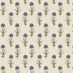 a blue flower pattern on a beige background